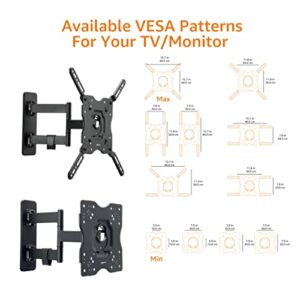 Amazon Basics Full Motion Articulating TV Monitor Wall Mount for 22-55 Inch TVs and Flat Panels up to 80 Lbs, Black