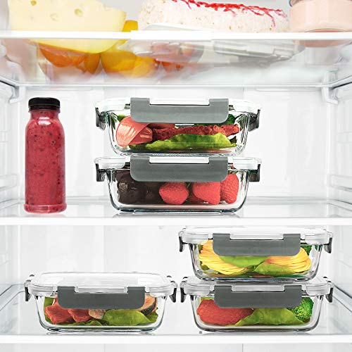 M MCIRCO [10-Pack,22 Oz Glass Meal Prep Containers,Glass Food Storage Containers with lids,Glass Lunch Containers,Microwave, Oven, Freezer and Dishwasher (22 Oz)