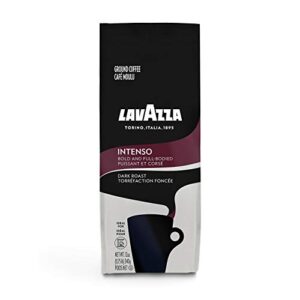 lavazza intenso ground coffee blend, 12-ounce bag, non-gmo, full-bodied dark roast with flavor notes of chocolate for a bold, rich result