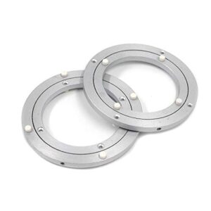 quluxe 4.7 inch lazy susan turntable ring, aluminium alloy heavy duty rotating turntable bearing swivel plate for dining table- silver (pack of 2）