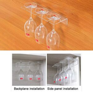 farawamu Wine Glass Holder, Home Kitchen Wall Mount 3 Slot Acrylic Wine Glass Hanging Rack Cup Holder Shelf, Kitchen Supplies Transparent