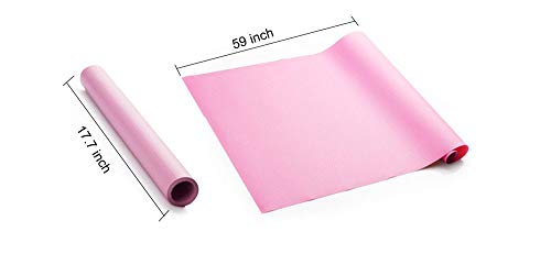 2 Rolls Easy Liner Shelf Liners, Drawer Liner Cupboard Drawer Cushion Mats for Drawers, Shelves, Kitchen Cabinets, Bathroom Waterproof Pads, 17.7 x 59 inches - Pink