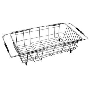keewah expandable dish drainer drying rack over the kitchen sink – 16.1” x 9” – stainless steel