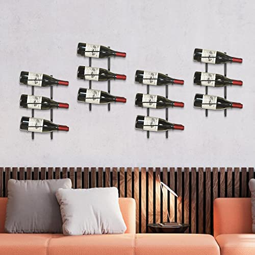 JKsmart 24 Bottle Wall Mounted Wine Rack ,Adjustable and Separable Metal Hanging Wine Bottle Holder,Freely Spliceable Wall Wine Rack for Kitchen Pantry Bar Wine Cellar