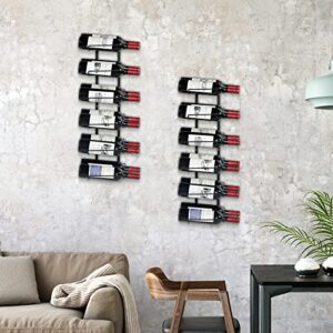 JKsmart 24 Bottle Wall Mounted Wine Rack ,Adjustable and Separable Metal Hanging Wine Bottle Holder,Freely Spliceable Wall Wine Rack for Kitchen Pantry Bar Wine Cellar