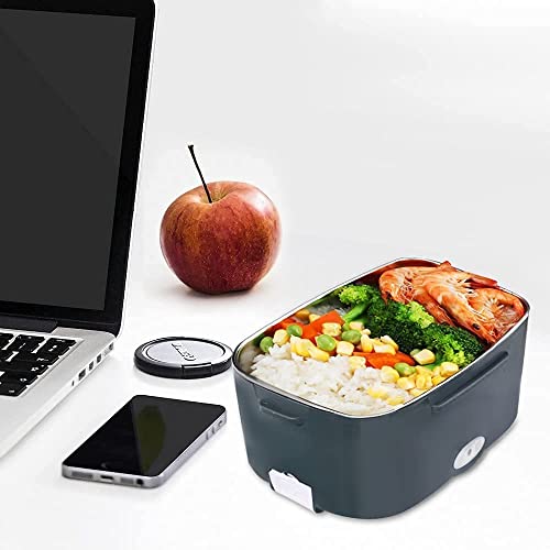 Electric Lunch Box, Electric Lunch Box Food Heater, 12V 24V 110V 3 in 1 Portable Food Warmer Heater for Car/Truck/Home with 1.5L Removable 304 Stainless Steel Container Fork/Spoon and Carry Bag