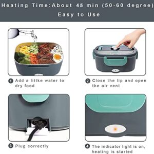 Electric Lunch Box, Electric Lunch Box Food Heater, 12V 24V 110V 3 in 1 Portable Food Warmer Heater for Car/Truck/Home with 1.5L Removable 304 Stainless Steel Container Fork/Spoon and Carry Bag