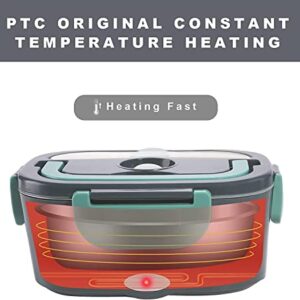 Electric Lunch Box, Electric Lunch Box Food Heater, 12V 24V 110V 3 in 1 Portable Food Warmer Heater for Car/Truck/Home with 1.5L Removable 304 Stainless Steel Container Fork/Spoon and Carry Bag