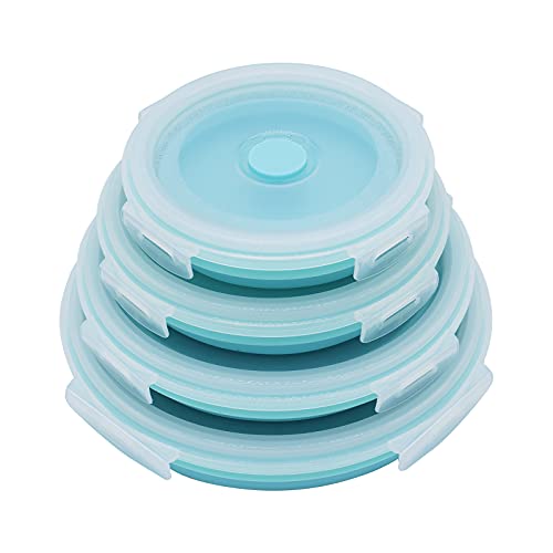 Collapsible Bowl,Magicorange Silicone Collapsible Food Storage Containers with Lids for Camping,Silicone Lunch Containers, Microwave, Dishwasher and Freezer Safe (Round)