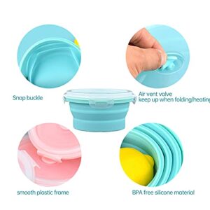 Collapsible Bowl,Magicorange Silicone Collapsible Food Storage Containers with Lids for Camping,Silicone Lunch Containers, Microwave, Dishwasher and Freezer Safe (Round)