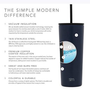 Simple Modern Insulated Tumbler with Lid and Straw | Iced Coffee Cup Reusable Stainless Steel Water Bottle Travel Mug | Spring Break Gifts For Her & Him | Classic Collection | 32oz | Deep Ocean