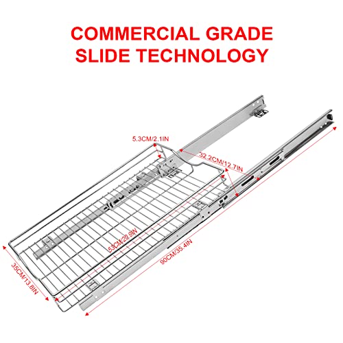 SITE Pull Out Cabinet Organizer 14" W x 21" D Heavy Duty Under Kitchen Cabinet Sliding Shelf,Requires At Least 15” Cabinet Opening, Chrome Finish