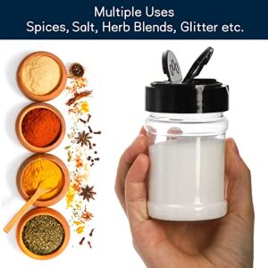 Yesland 20 Pack Plastic Spice Jars Bottles, 5 Oz PET Spice Containers BPA Free with Black Cap, Empty Seasoning Jars Glitter Storage Containers for Storing Spice Herbs Powders Glitter