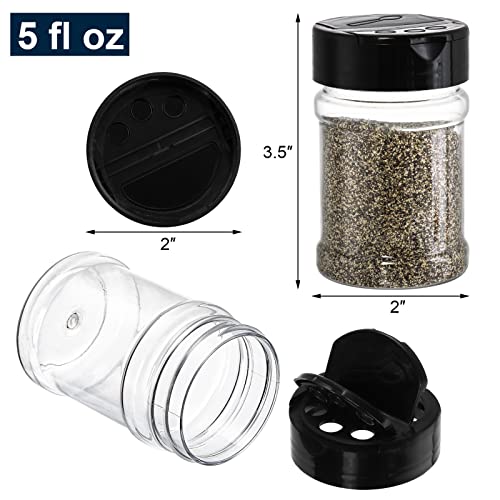 Yesland 20 Pack Plastic Spice Jars Bottles, 5 Oz PET Spice Containers BPA Free with Black Cap, Empty Seasoning Jars Glitter Storage Containers for Storing Spice Herbs Powders Glitter