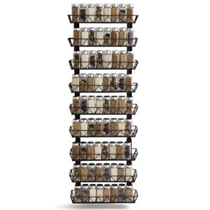 spice rack wall mount, 9 tier adjustable spice rack, spice organizer, pantry door organizer, heavy duty/easy to assemble space saving hanging spice seasoning rack organizer for kitchen cabinet