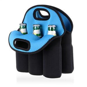hipiwe 6 pack bottle can carrier tote insulated neoprene baby bottle cooler bag water beer bottle holder for travel with secure carry handle