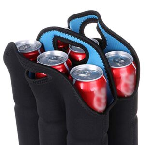 Hipiwe 6 Pack Bottle Can Carrier Tote Insulated Neoprene Baby Bottle Cooler Bag Water Beer Bottle Holder for Travel with Secure Carry Handle