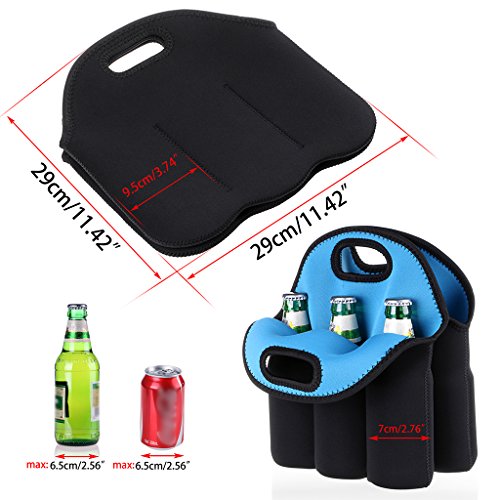 Hipiwe 6 Pack Bottle Can Carrier Tote Insulated Neoprene Baby Bottle Cooler Bag Water Beer Bottle Holder for Travel with Secure Carry Handle