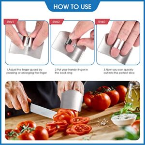 9 Pieces Finger Guard Set for Cutting Finger Cots Stainless Steel Knife Cutting Protector and Potato Butter Lettuce Crinkle Cutter for Kids Kitchen Tool Avoid Hurting When Slicing and Chopping