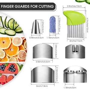 9 Pieces Finger Guard Set for Cutting Finger Cots Stainless Steel Knife Cutting Protector and Potato Butter Lettuce Crinkle Cutter for Kids Kitchen Tool Avoid Hurting When Slicing and Chopping