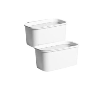 2 pack white hanging cup holders,10x5x4.5″trolley basket storage,rolling cart accessories hanging buckets hanging bins,plant containers,storage bucket,make up pencil holder,kitchen storage container
