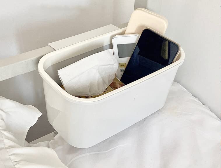 2 Pack White Hanging Cup Holders,10x5x4.5"Trolley Basket Storage,Rolling Cart Accessories Hanging Buckets Hanging Bins,Plant Containers,Storage Bucket,Make Up Pencil Holder,Kitchen Storage Container