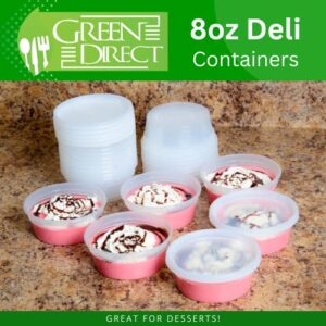 Deli Containers with Lids [8 oz. 50 Pack] Disposable Clear Lunch Containers Leakproof | Plastic Round Food Storage Containers | Freezer Containers for Food