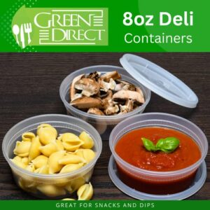 Deli Containers with Lids [8 oz. 50 Pack] Disposable Clear Lunch Containers Leakproof | Plastic Round Food Storage Containers | Freezer Containers for Food