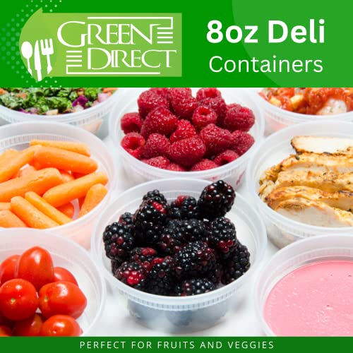 Deli Containers with Lids [8 oz. 50 Pack] Disposable Clear Lunch Containers Leakproof | Plastic Round Food Storage Containers | Freezer Containers for Food