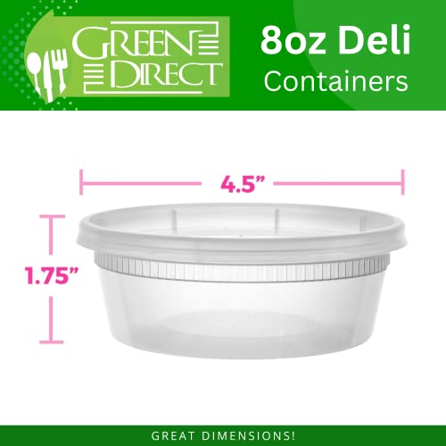 Deli Containers with Lids [8 oz. 50 Pack] Disposable Clear Lunch Containers Leakproof | Plastic Round Food Storage Containers | Freezer Containers for Food