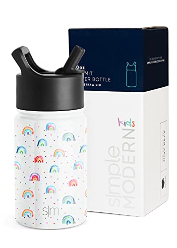 Simple Modern Kids Water Bottle with Straw Lid | Insulated Stainless Steel Reusable Tumbler for Toddlers, Girls, Boys | Summit Collection | 10oz, Rainbow Dream