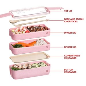 TARLINI Bento Box Lunch Containers- Portable Microwave Japanese Bento Box, Meal Prep Containers For Healthy Food | Tupperware Lunch Box For Adults, Kids, Women, Microwaveable Bowl Plastic Container