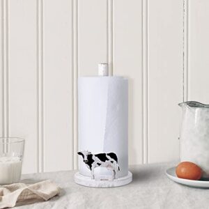 Farmhouse Paper Towel Holder Cow Rooster Sunflower Wooden Paper Towel Stand Paper Towel Dispenser Decorative Farm Kitchen Accessories for Kitchen Bathroom Table Decoration (Cow)