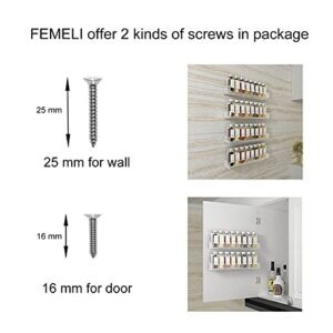 FEMELI Acrylic Spice Rack Wall Mount for Cabinets,Cupboard Or Pantry Door,4 Packs Of Hanging Spice Rack Shelf,Seasoning Organizer for Kitchen