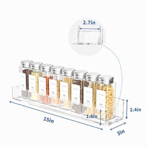 FEMELI Acrylic Spice Rack Wall Mount for Cabinets,Cupboard Or Pantry Door,4 Packs Of Hanging Spice Rack Shelf,Seasoning Organizer for Kitchen