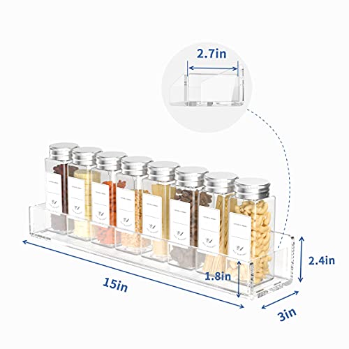 FEMELI Acrylic Spice Rack Wall Mount for Cabinets,Cupboard Or Pantry Door,4 Packs Of Hanging Spice Rack Shelf,Seasoning Organizer for Kitchen