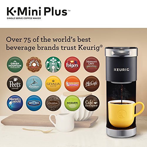 Keurig K-Mini Plus Coffee Maker, Single Serve K-Cup Pod Coffee Brewer, 6 to 12 oz. Brew Size, Stores up to 9 K-Cup Pods, Black