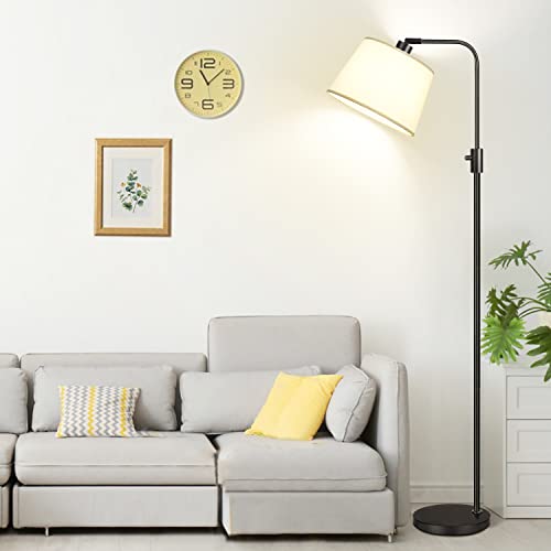 【Upgraded】 Dimmable Floor Lamp, 1000 Lumens LED Edison Bulb Included, Arc Floor Lamps for Living Room Modern Standing Lamp with Shade, Tall Lamps for Living Room Bedroom Office Dining Room-Black