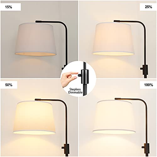 【Upgraded】 Dimmable Floor Lamp, 1000 Lumens LED Edison Bulb Included, Arc Floor Lamps for Living Room Modern Standing Lamp with Shade, Tall Lamps for Living Room Bedroom Office Dining Room-Black