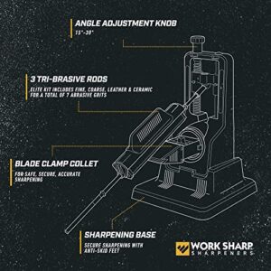 Work Sharp Precision Adjust Elite Knife Sharpener Including Additional Sharpening Stones and Carry Case