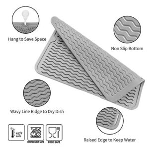 MicoYang Silicone Dish Drying Mat for Multiple Usage,Easy clean,Eco-friendly,Heat-resistant Silicone Mat for Kitchen Counter or Sink,Refrigerator or Drawer liner Grey L 16 inches x 12 inches