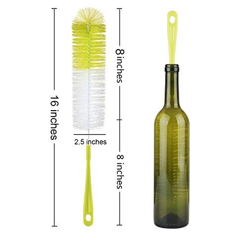 ALINK 16” Long Bottle Brush Cleaner for Washing Wine/Beer/Sport Well/Thermos/Glass and Long Narrow Neck Sport Bottles