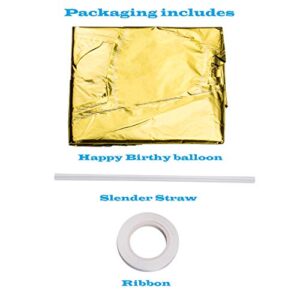 Happy Birthday Banner (3D Gold Lettering) Mylar Foil Letters | Inflatable Party Decor and Event Decorations for Kids and Adults | Reusable, Ecofriendly Fun