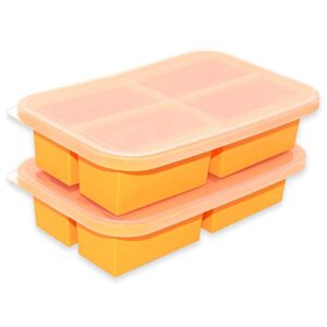 Bangp 1-Cup Silicone Freezing Tray with Lid,2 Pack,Easy-Release Silicone 1 Cup Freezer Tray,Freezer Containers,Freeze and Store Soup,Broth,Sauce,Leftovers - Makes 8 Perfect 1 Cup Portions
