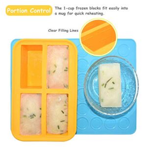 Bangp 1-Cup Silicone Freezing Tray with Lid,2 Pack,Easy-Release Silicone 1 Cup Freezer Tray,Freezer Containers,Freeze and Store Soup,Broth,Sauce,Leftovers - Makes 8 Perfect 1 Cup Portions