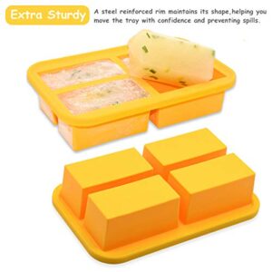 Bangp 1-Cup Silicone Freezing Tray with Lid,2 Pack,Easy-Release Silicone 1 Cup Freezer Tray,Freezer Containers,Freeze and Store Soup,Broth,Sauce,Leftovers - Makes 8 Perfect 1 Cup Portions