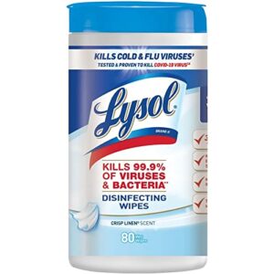 lysol disinfecting wipes, crisp linen, 80ct,packaging may vary