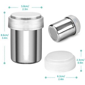 Accmor 2pcs Powder Sugar Shaker Duster, Stainless Steel Powder Sugar Shaker with Lid, Sifter For Cinnamon Sugar Pepper Powder Cocoa Flour