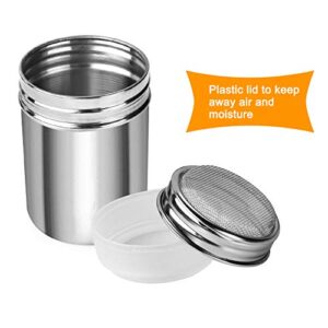 Accmor 2pcs Powder Sugar Shaker Duster, Stainless Steel Powder Sugar Shaker with Lid, Sifter For Cinnamon Sugar Pepper Powder Cocoa Flour