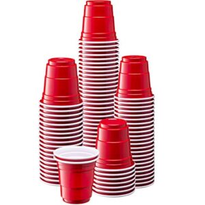 comfy package [100 count] 2 oz. mini plastic shot glasses – red disposable jello shot cups